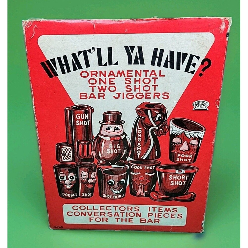 Vintage Shot Glass Bar Jiggers Set Of 8 Japan Barware Mancave Collectors items